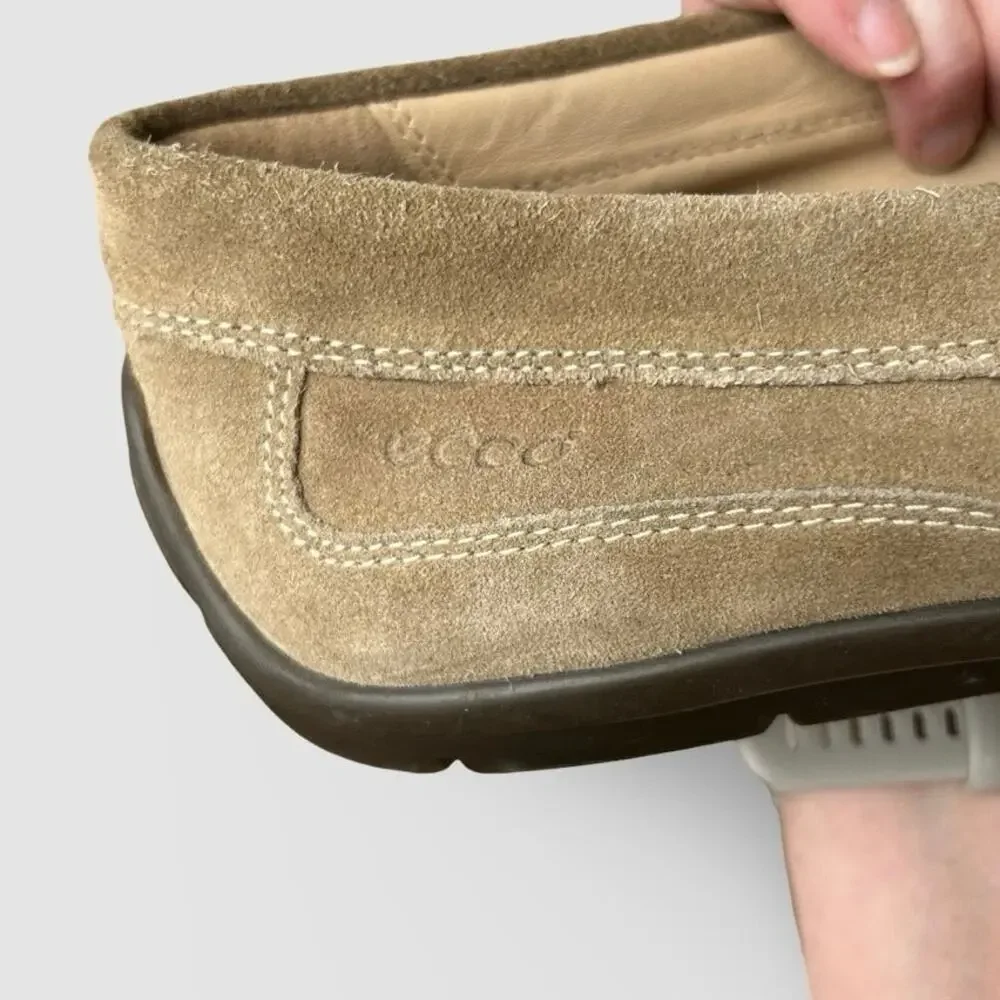 ECCO Classic Moc Perf Men’s EU 45 US 11.5-12 Taupe Suede Driving Loafers Slip-On